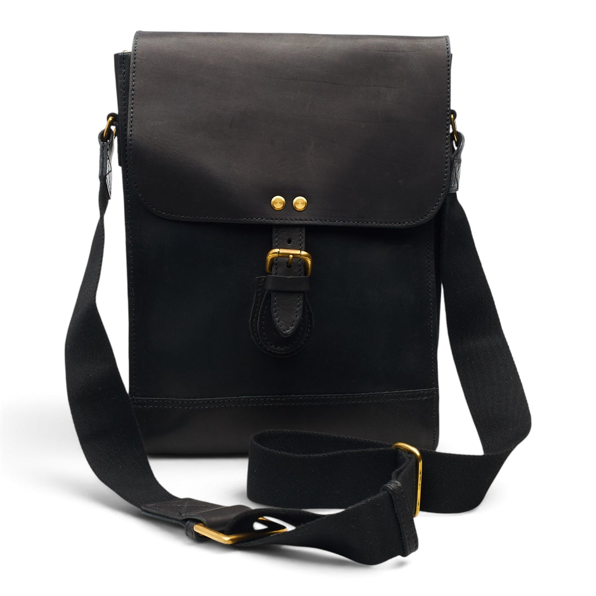 Black Leather Shoulder Messenger Bag
