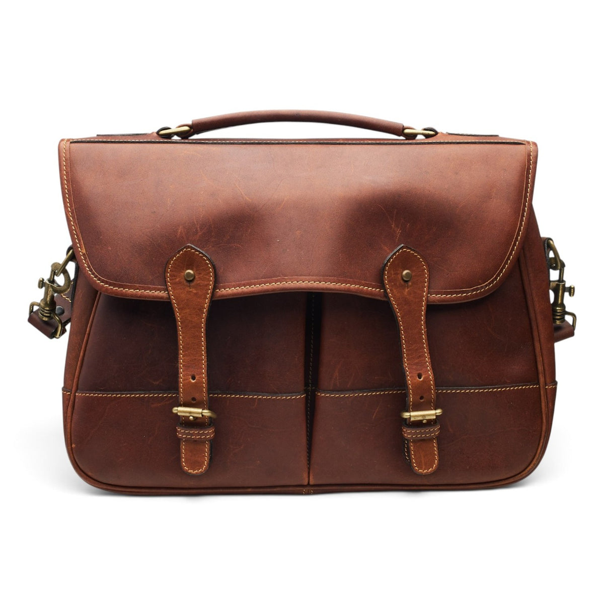 'Small Clipper' Tan Brown Leather Briefcase