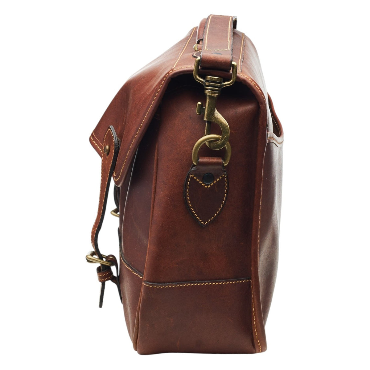 'Small Clipper' Tan Brown Leather Briefcase
