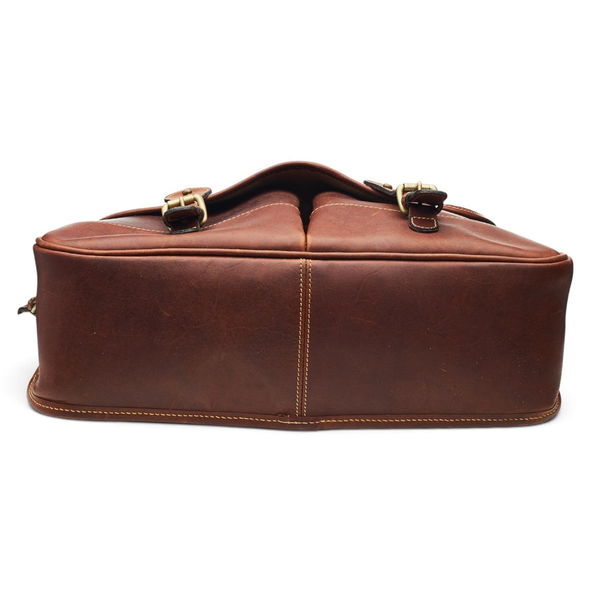 'Small Clipper' Tan Brown Leather Briefcase