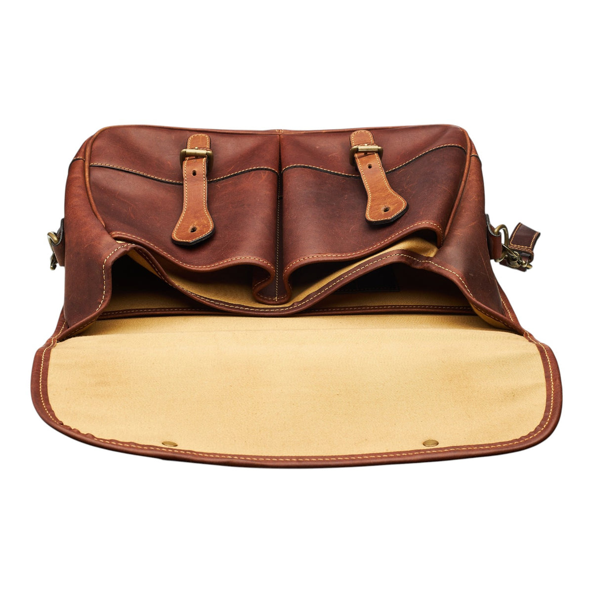 'Small Clipper' Tan Brown Leather Briefcase