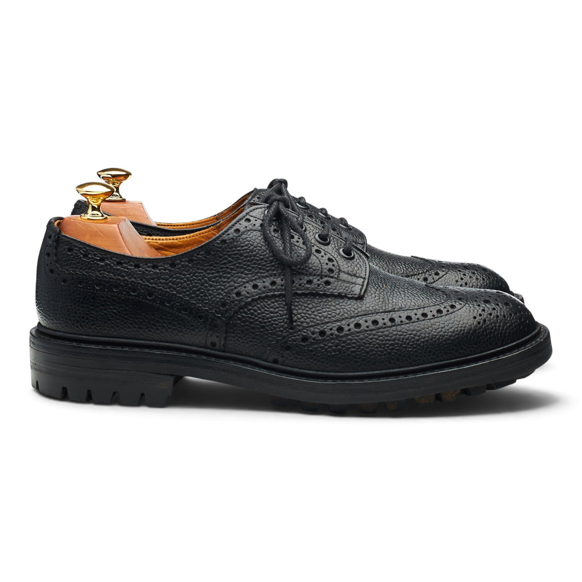 'Ilkley' Black Grain Leather Derby Brogues UK 8.5