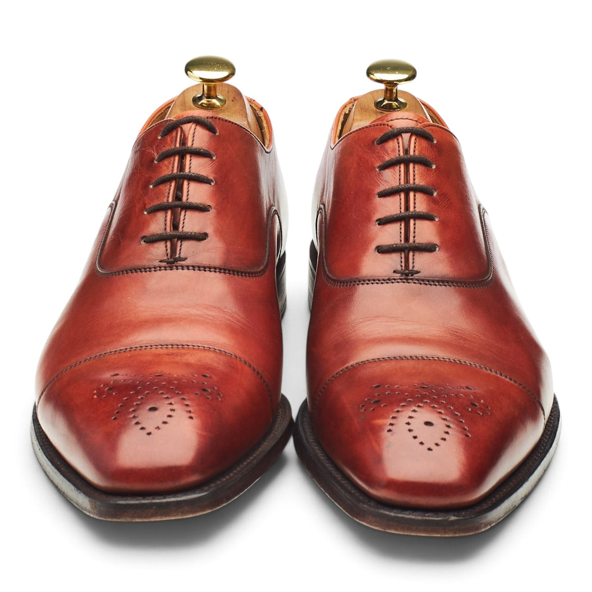 'Cambridge' Tan Brown Leather Oxford UK 8 F