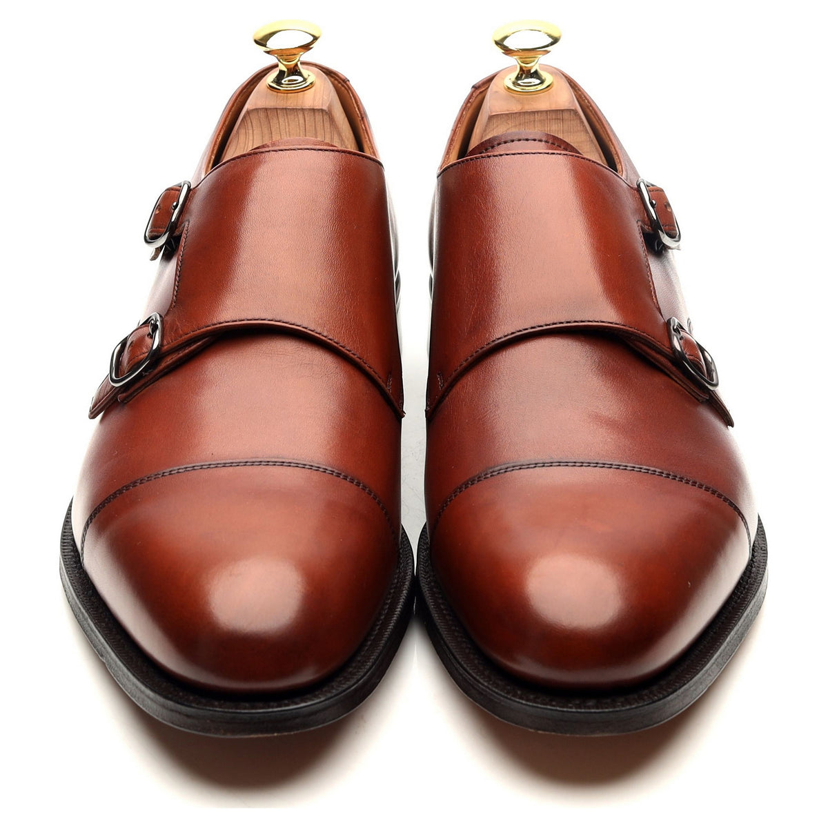 &#39;Detroit&#39; Tan Brown Leather Double Monk Strap UK 8 G