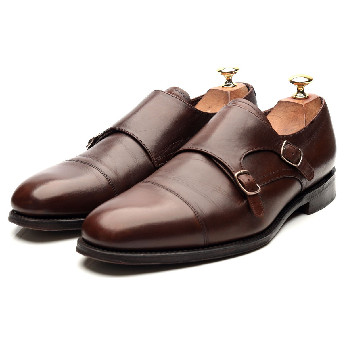 1880 &#39;Cannon&#39; Dark Brown Suede Double Monk Strap UK 9 F