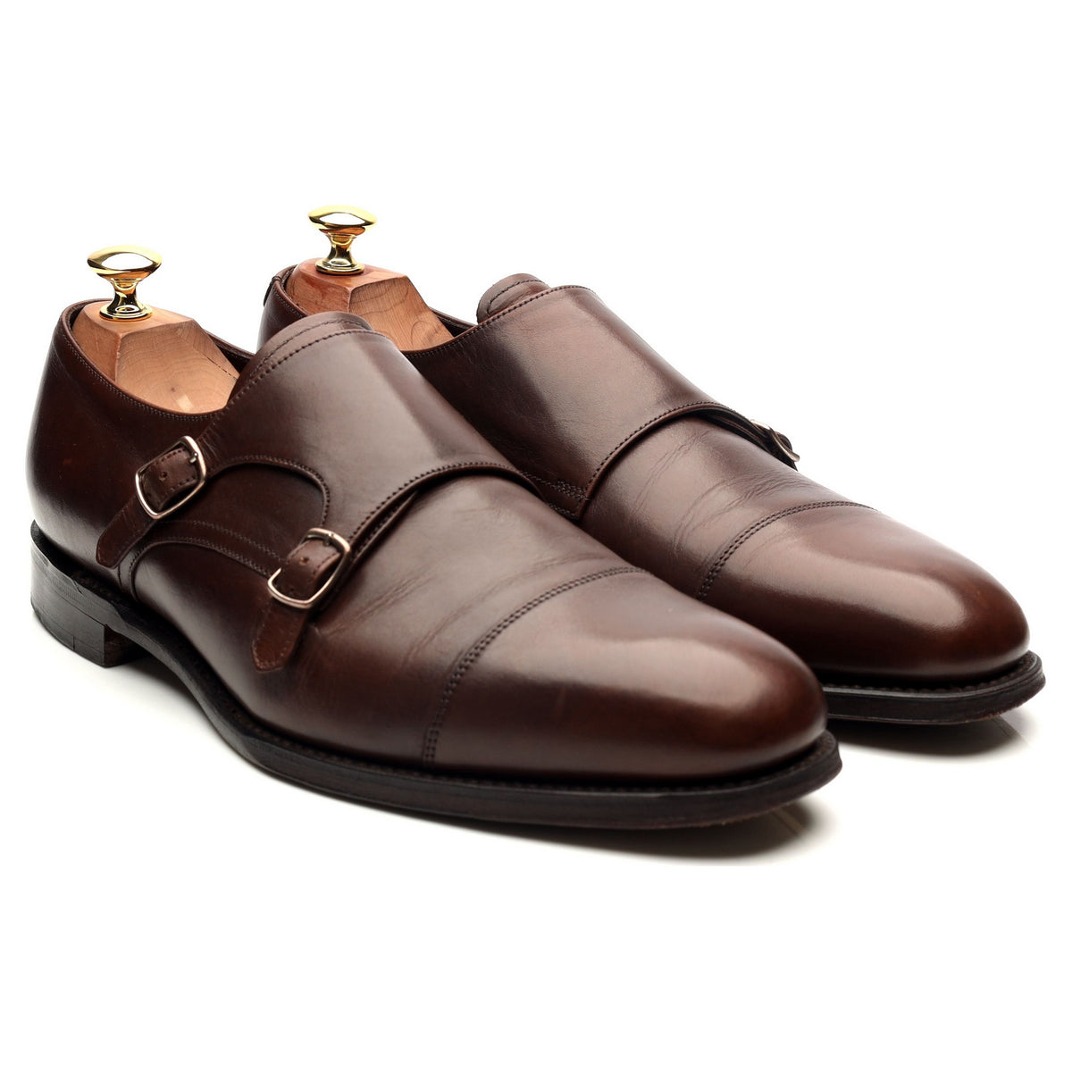 1880 &#39;Cannon&#39; Dark Brown Suede Double Monk Strap UK 9 F