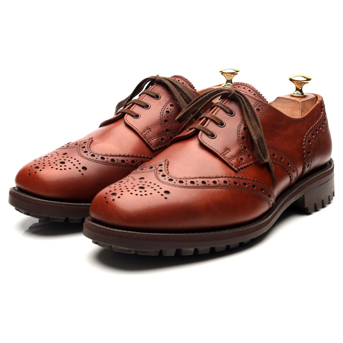 &#39;Greasy&#39; Tan Brown Leather Derby Brogues UK 9 F