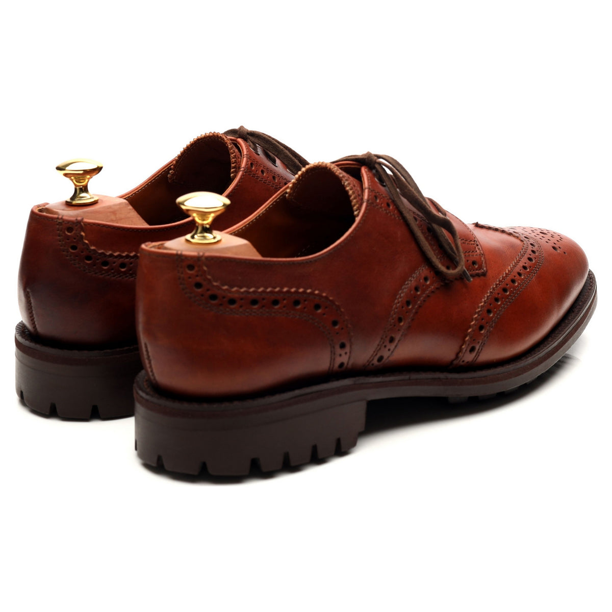 &#39;Greasy&#39; Tan Brown Leather Derby Brogues UK 9 F