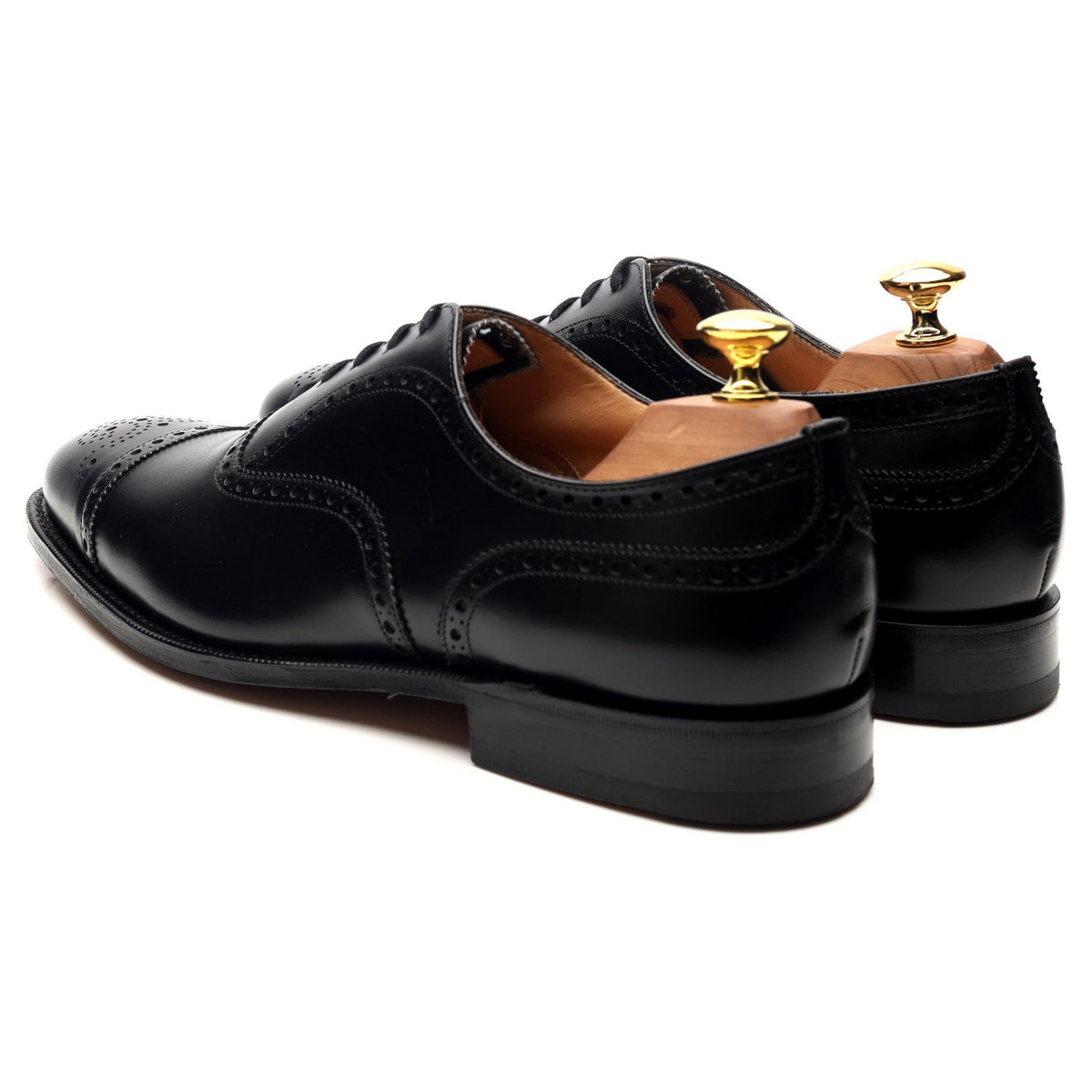 &#39;Diplomat&#39; Black Leather Oxford Semi Brogues UK 8.5 F