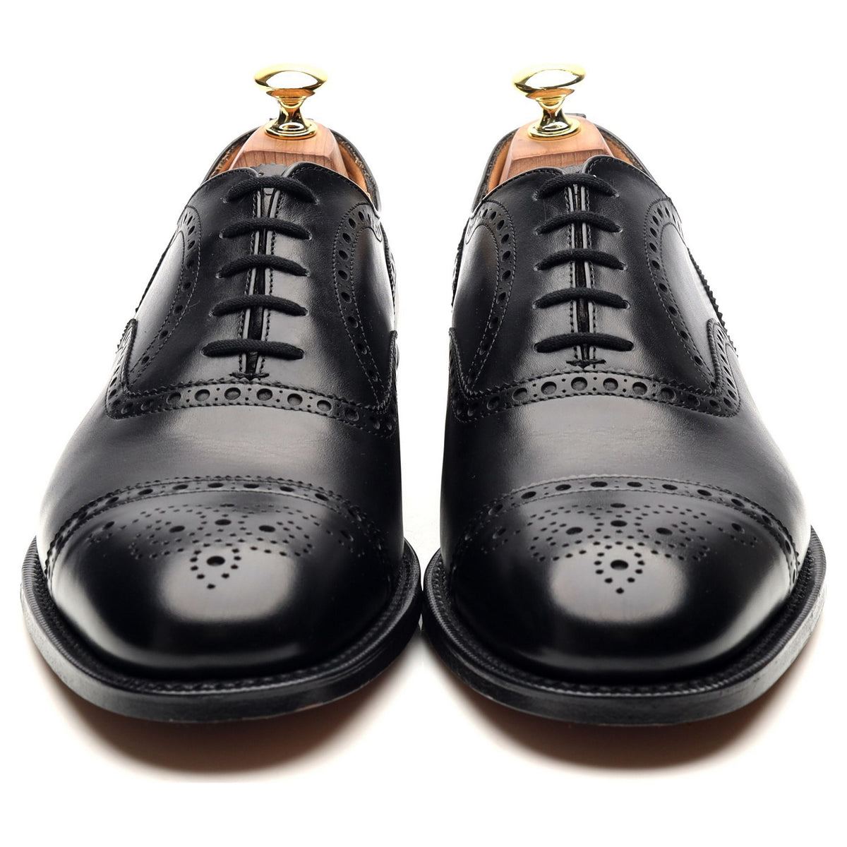 &#39;Diplomat&#39; Black Leather Oxford Semi Brogues UK 8.5 F