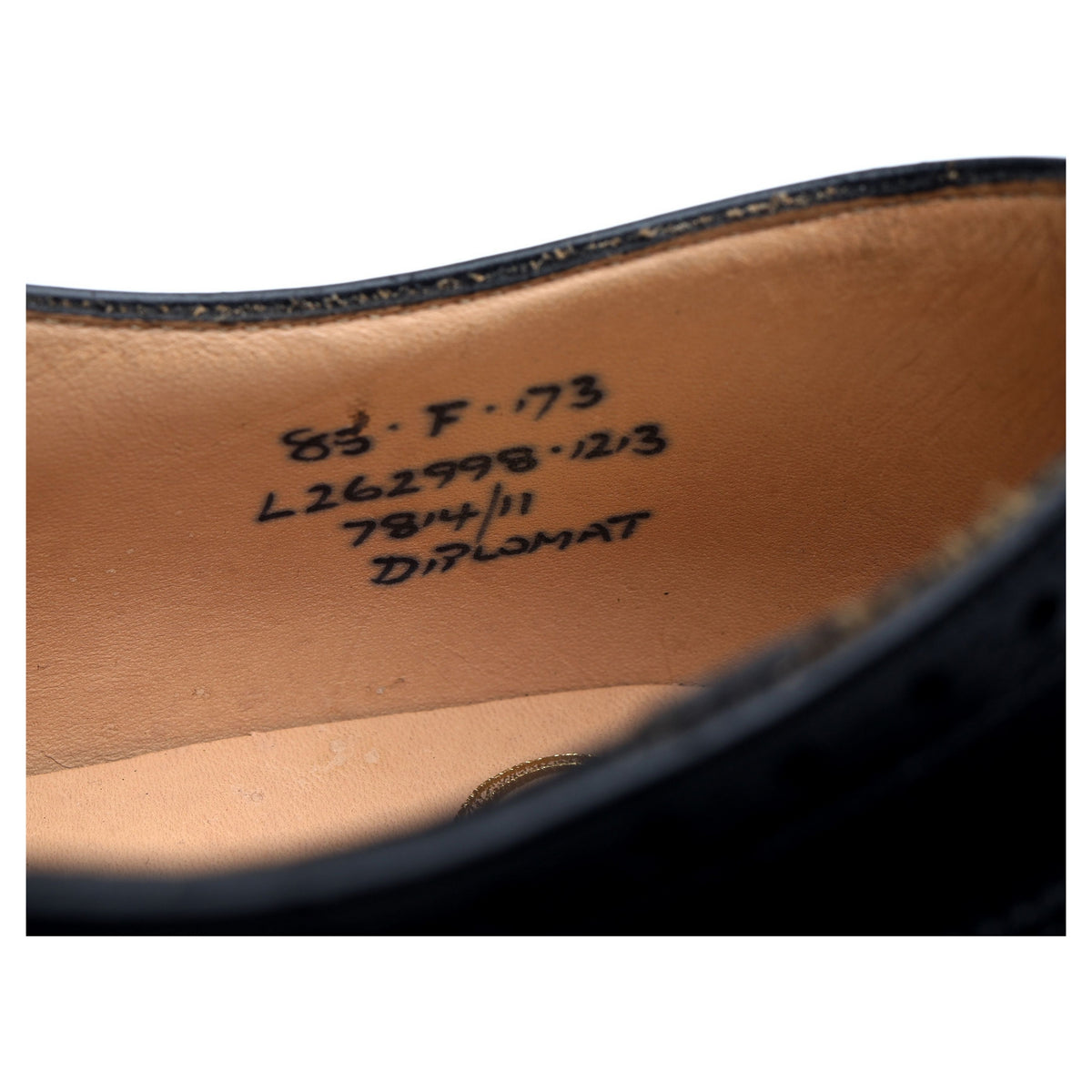 &#39;Diplomat&#39; Black Leather Oxford Semi Brogues UK 8.5 F