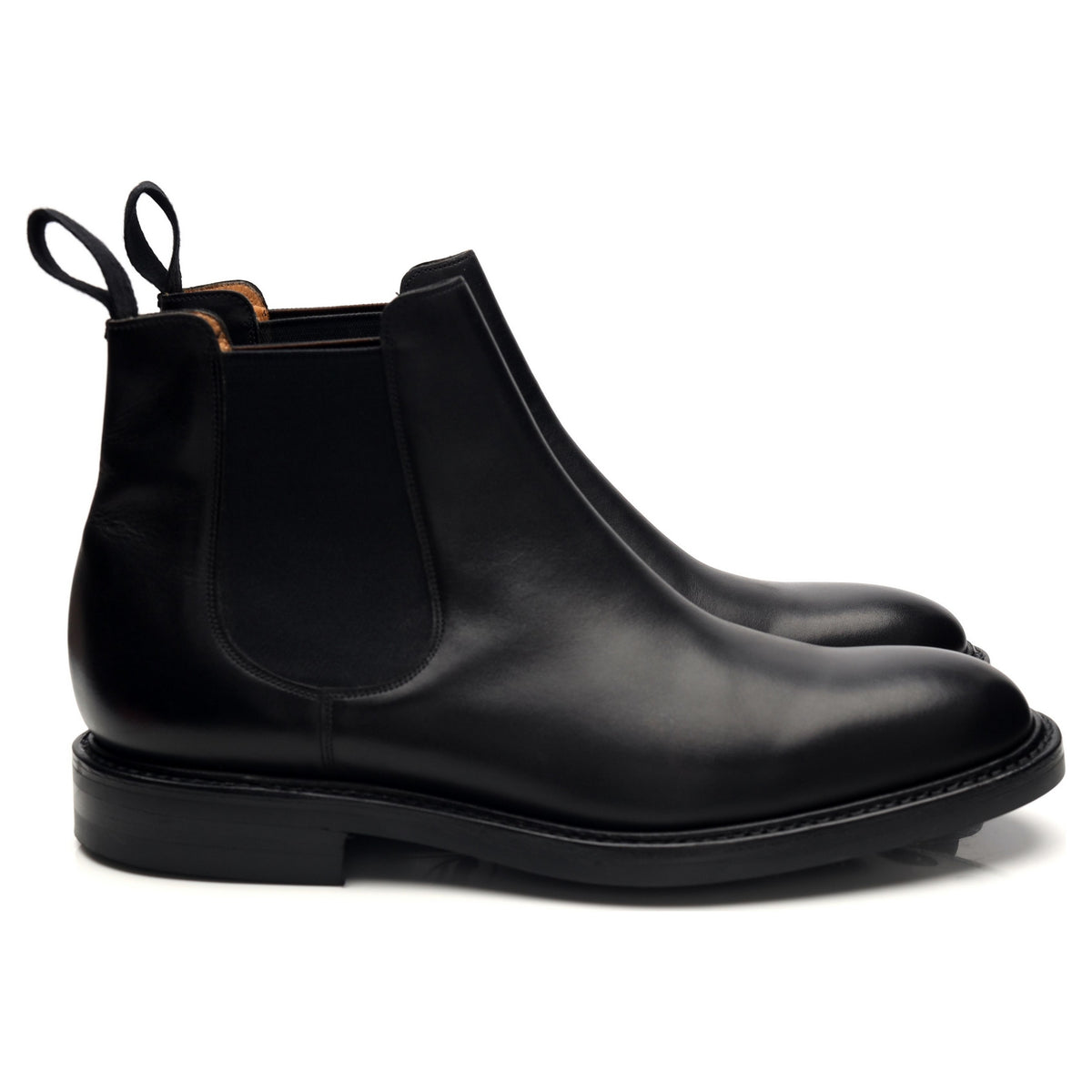 &#39;Goodwood&#39; Black Leather Chelsea Boots UK 8.5 F