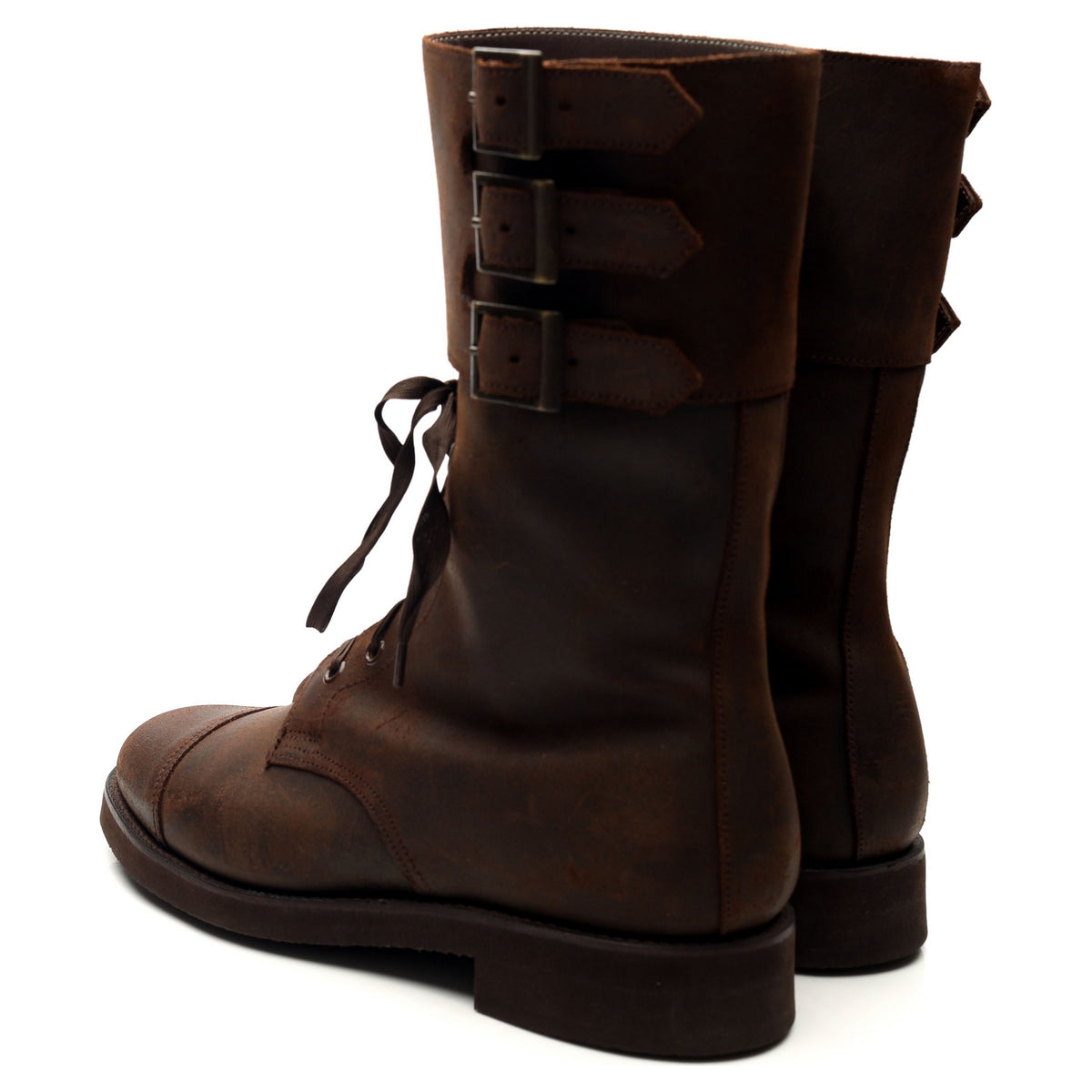 Women's 'Ella' Dark Brown Rough Out Suede Biker Boots UK C