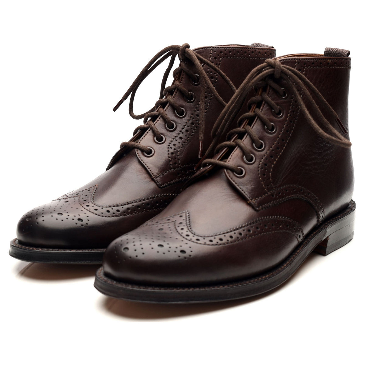 &#39;Sharp&#39; Dark Brown Leather Brogues Boots UK 7.5 G