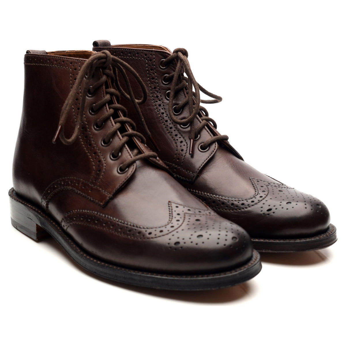 &#39;Sharp&#39; Dark Brown Leather Brogues Boots UK 7.5 G