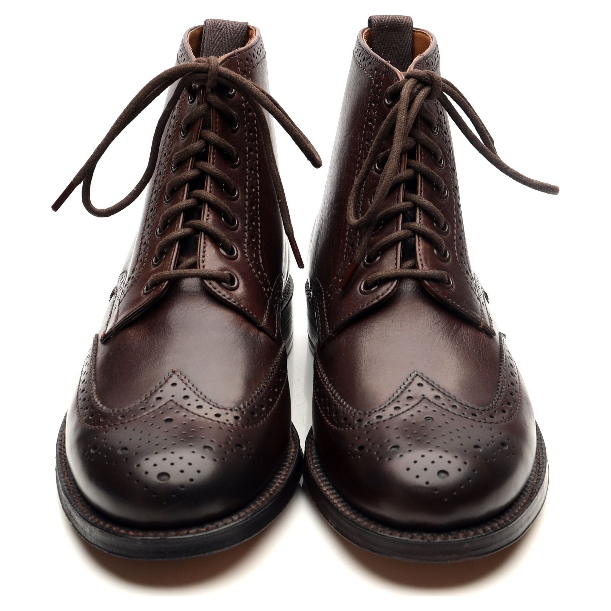 Sharp Dark Brown Leather Brogues Boots UK 7.5 G