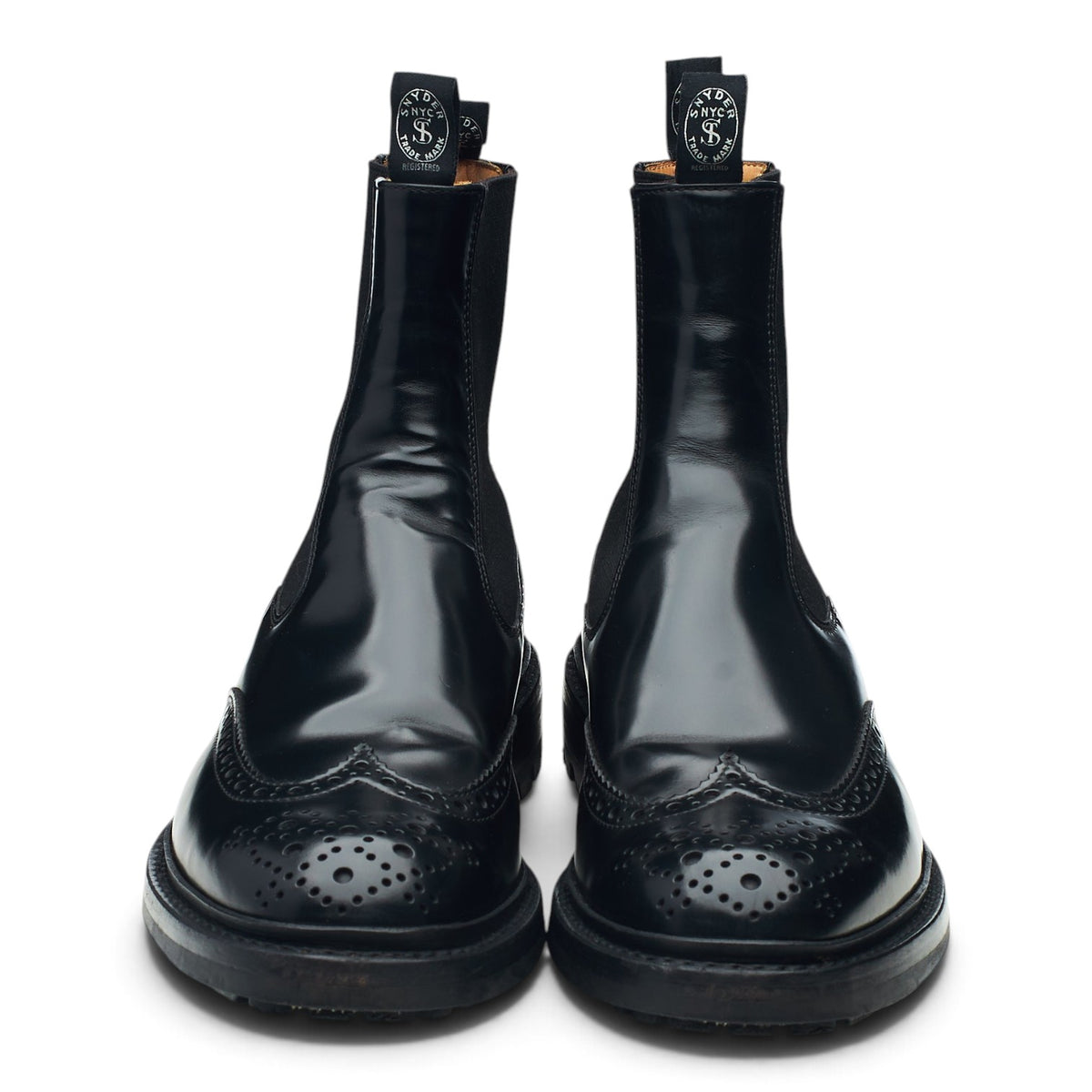 'Henry' Black Leather Brogue Chelsea Boots UK 7