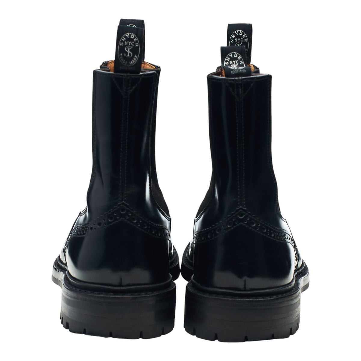 'Henry' Black Leather Brogue Chelsea Boots UK 7