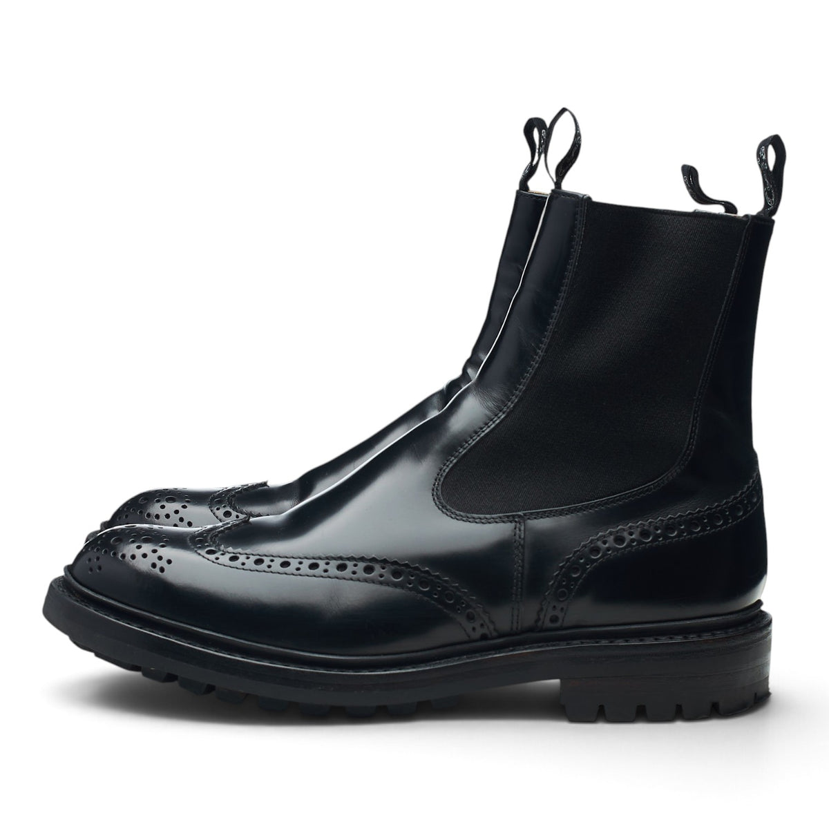 'Henry' Black Leather Brogue Chelsea Boots UK 7