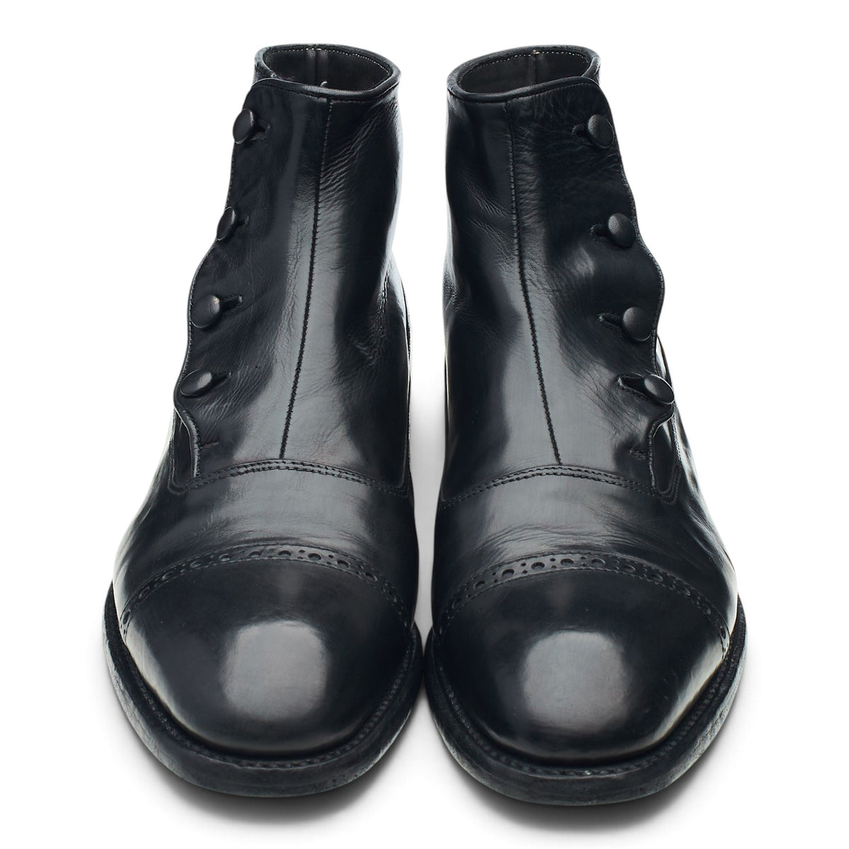 'Blackmoor' Black Leather Button Boots UK 7.5
