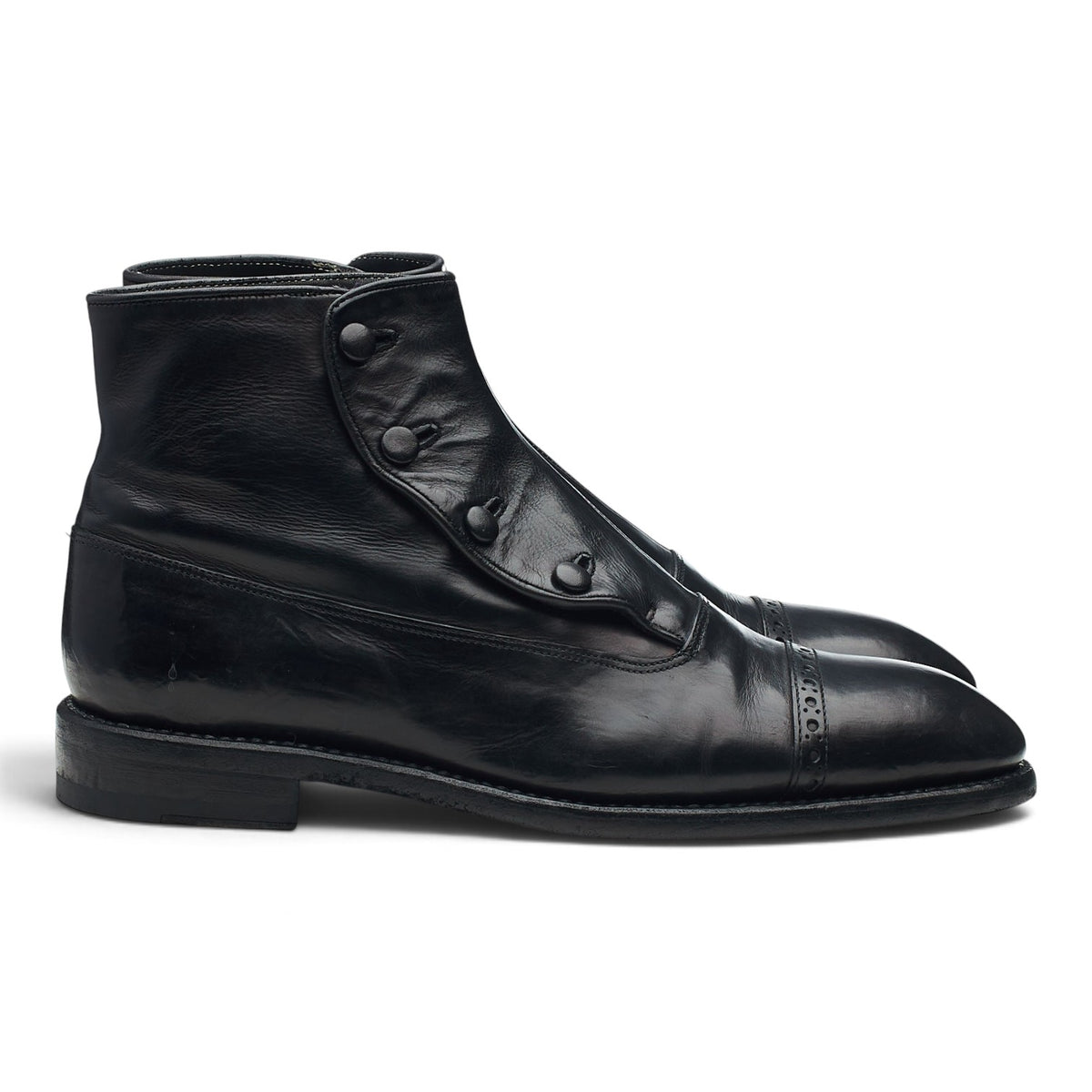 'Blackmoor' Black Leather Button Boots UK 7.5