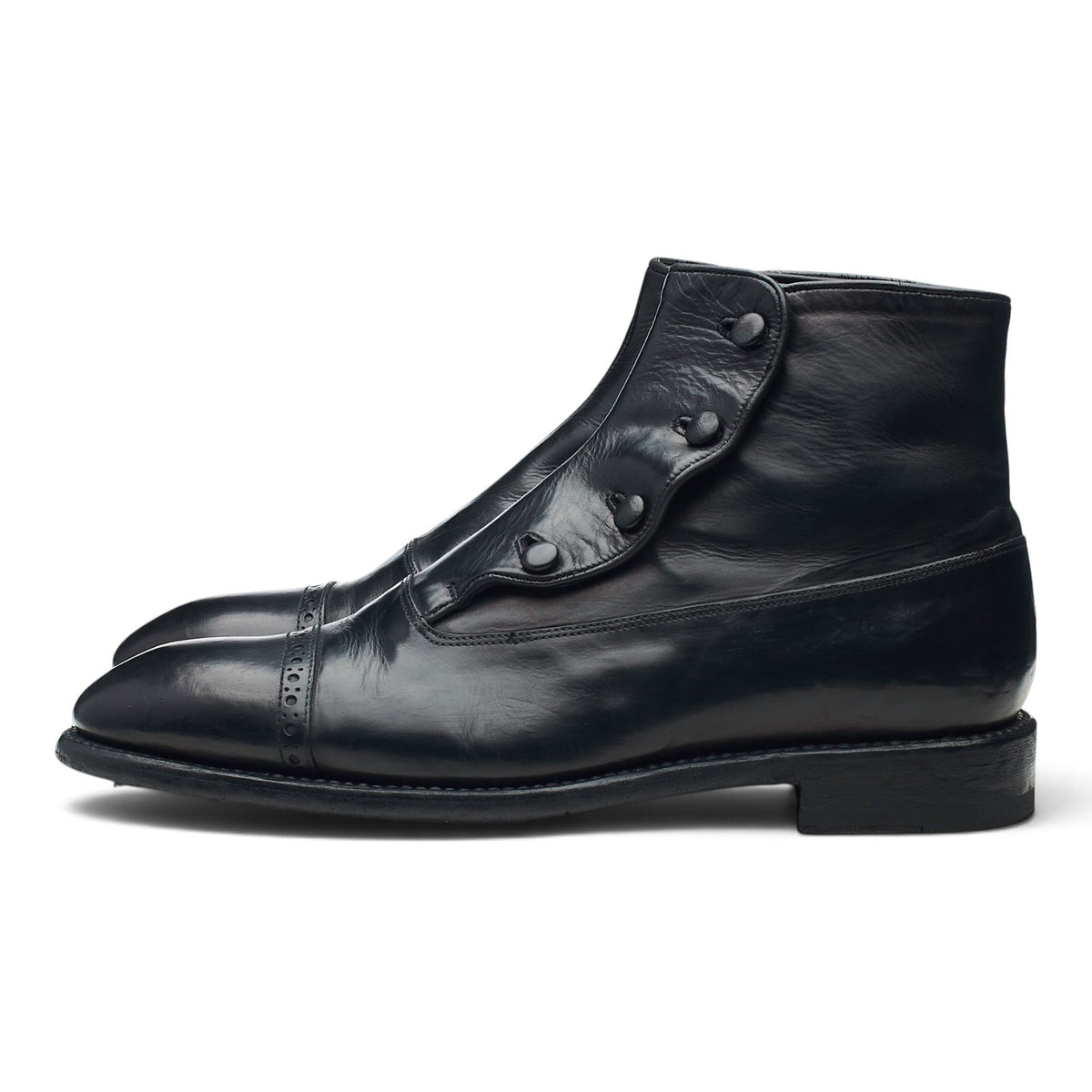 'Blackmoor' Black Leather Button Boots UK 7.5