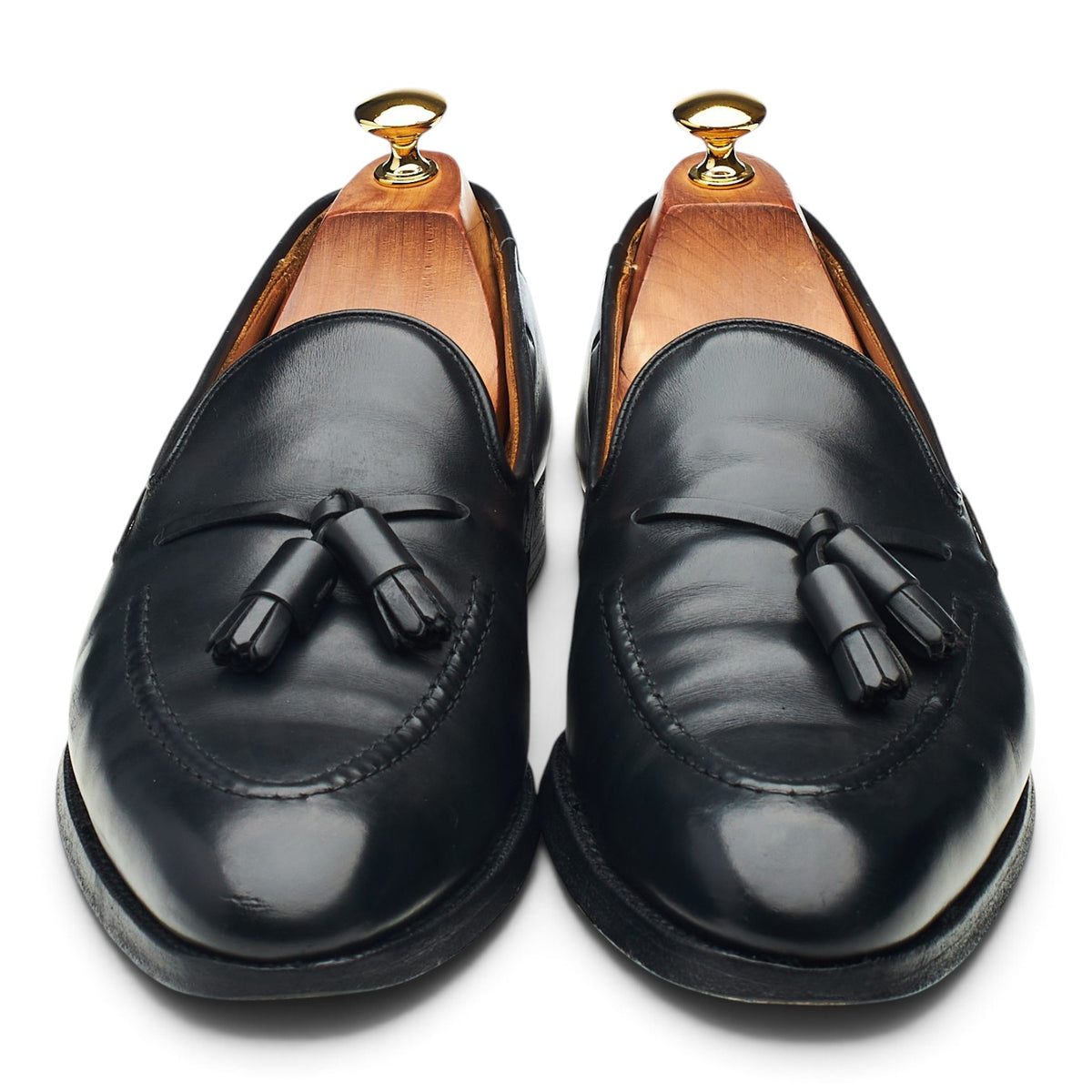 'Adrian' Black Leather Tassel Loafers UK 9.5 E
