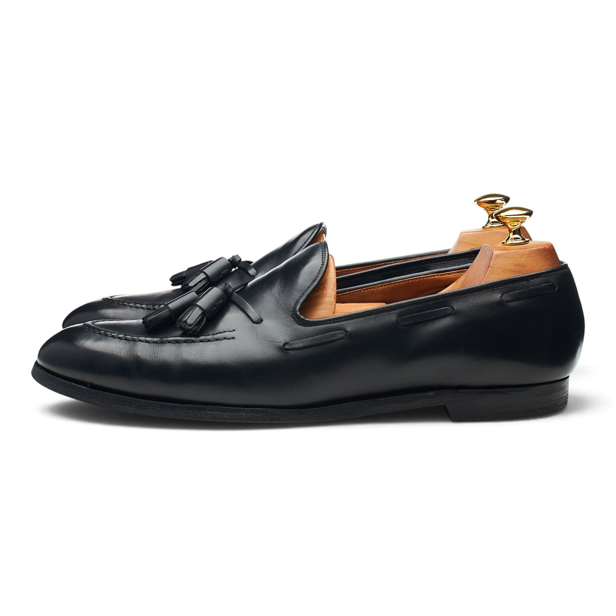 'Adrian' Black Leather Tassel Loafers UK 9.5 E