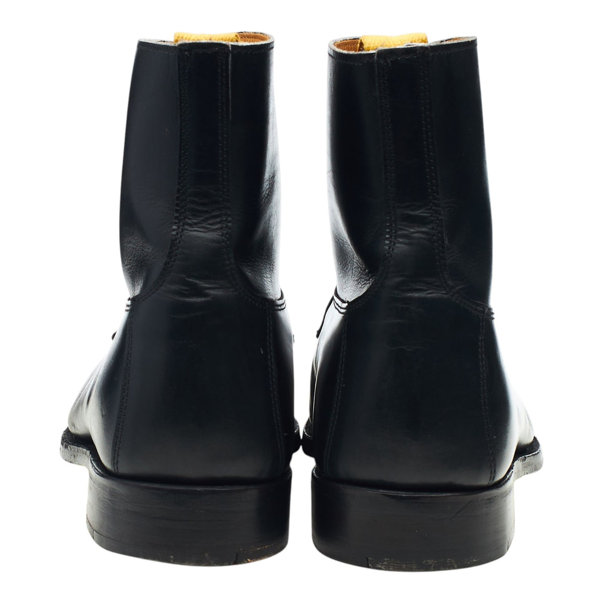 'Roy' Black Leather Cap Toe Boots UK 6.5