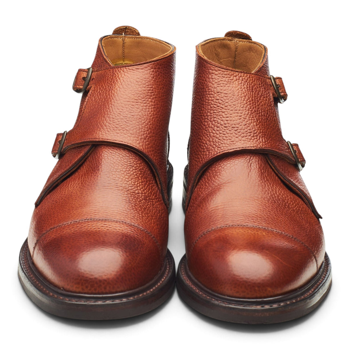 'Freeman II' Tan Brown Grain Leather Monk Boots UK 7.5 F