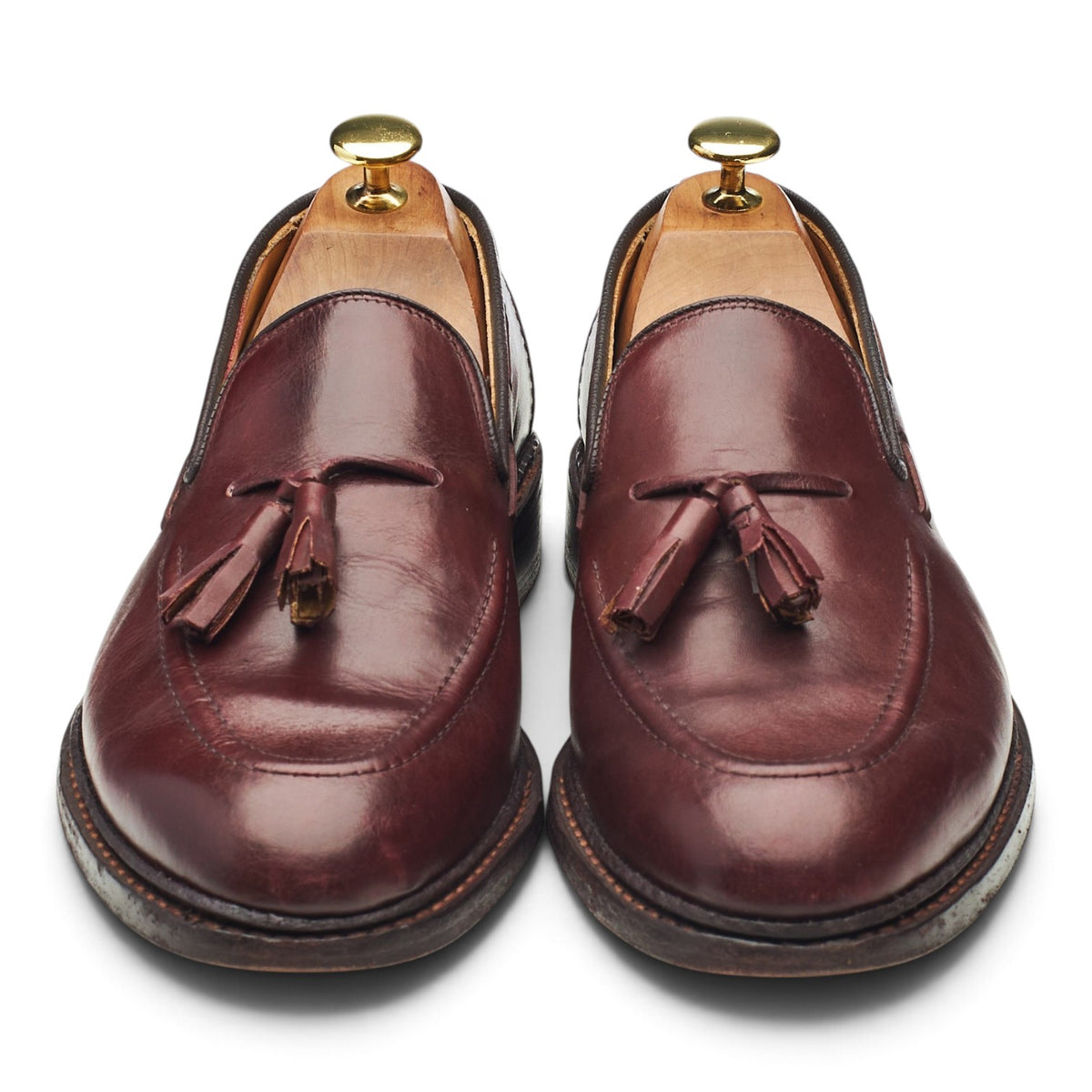 'Elton' Burgundy Leather Tassel Loafers UK 7.5
