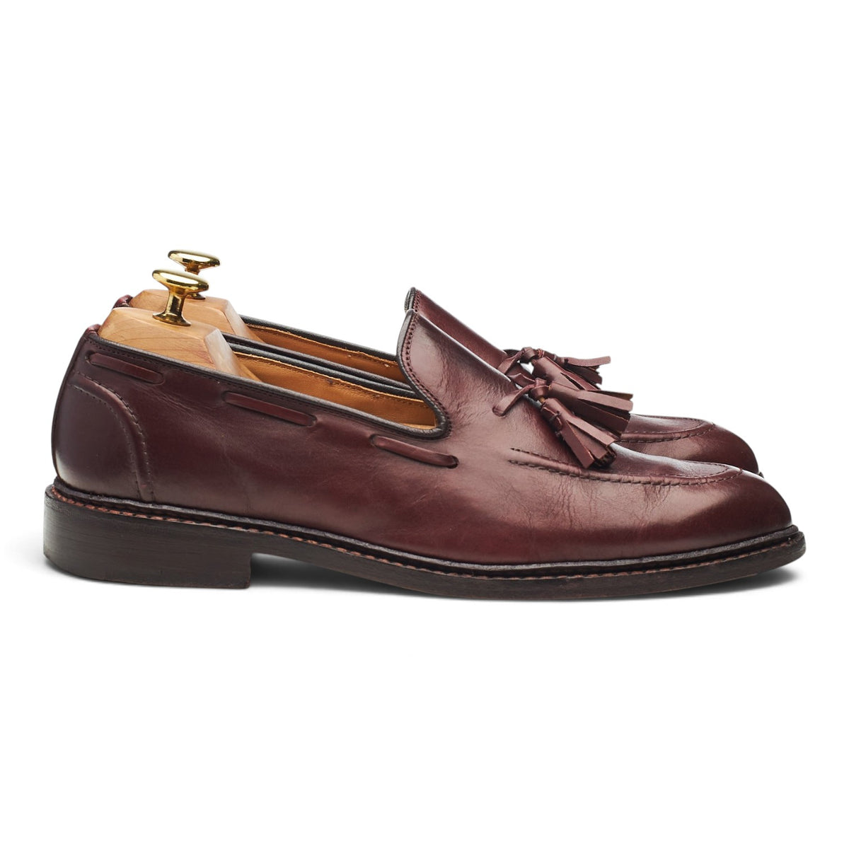 'Elton' Burgundy Leather Tassel Loafers UK 7.5
