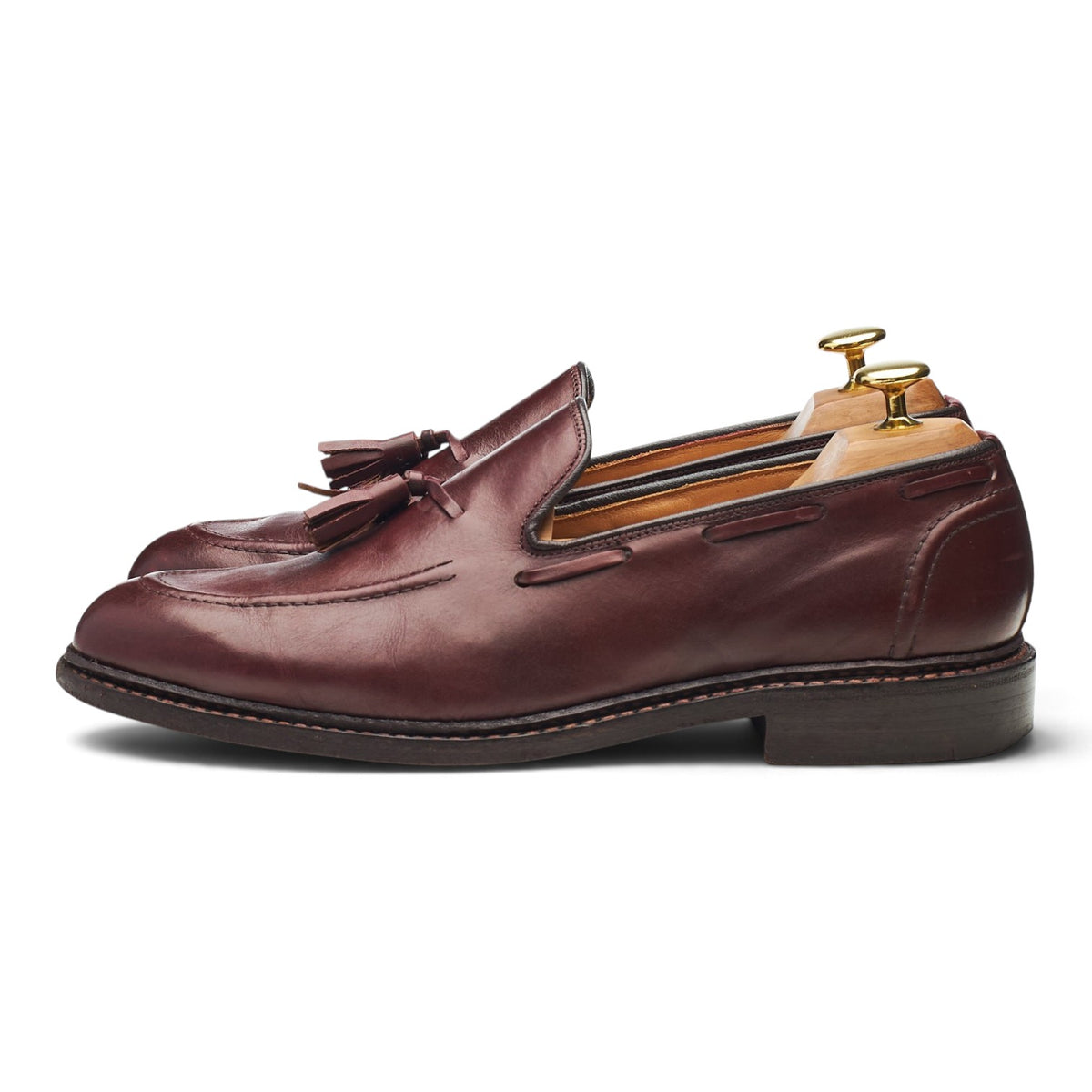 'Elton' Burgundy Leather Tassel Loafers UK 7.5