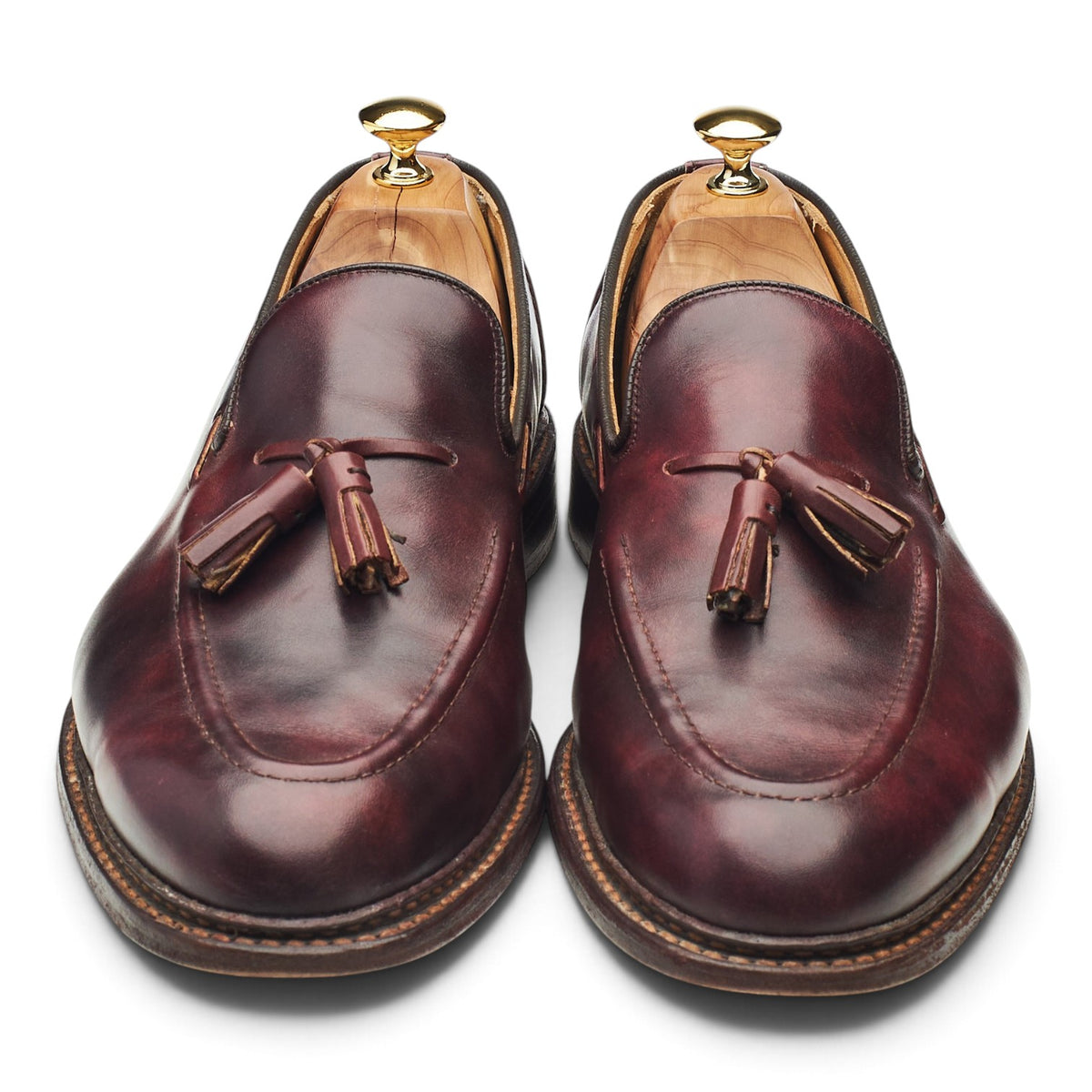 'Elton' Burgundy Leather Tassel Loafers UK 11