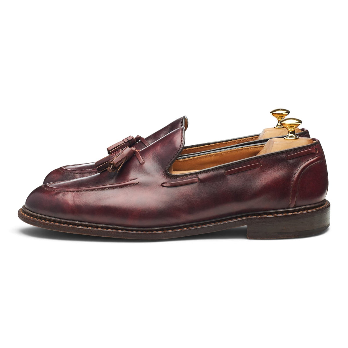 'Elton' Burgundy Leather Tassel Loafers UK 11