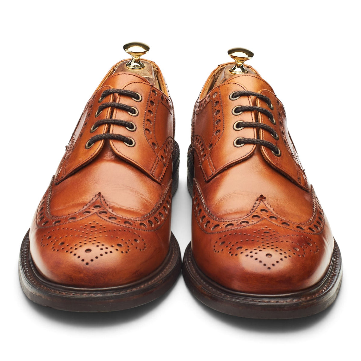 'Avon' Tan Brown Leather Derby Brogues UK 12 F