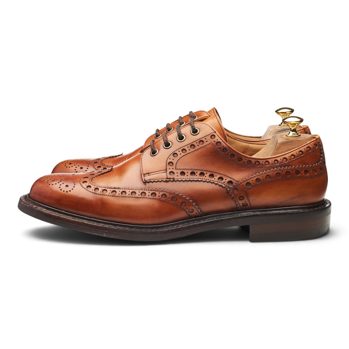 'Avon' Tan Brown Leather Derby Brogues UK 12 F