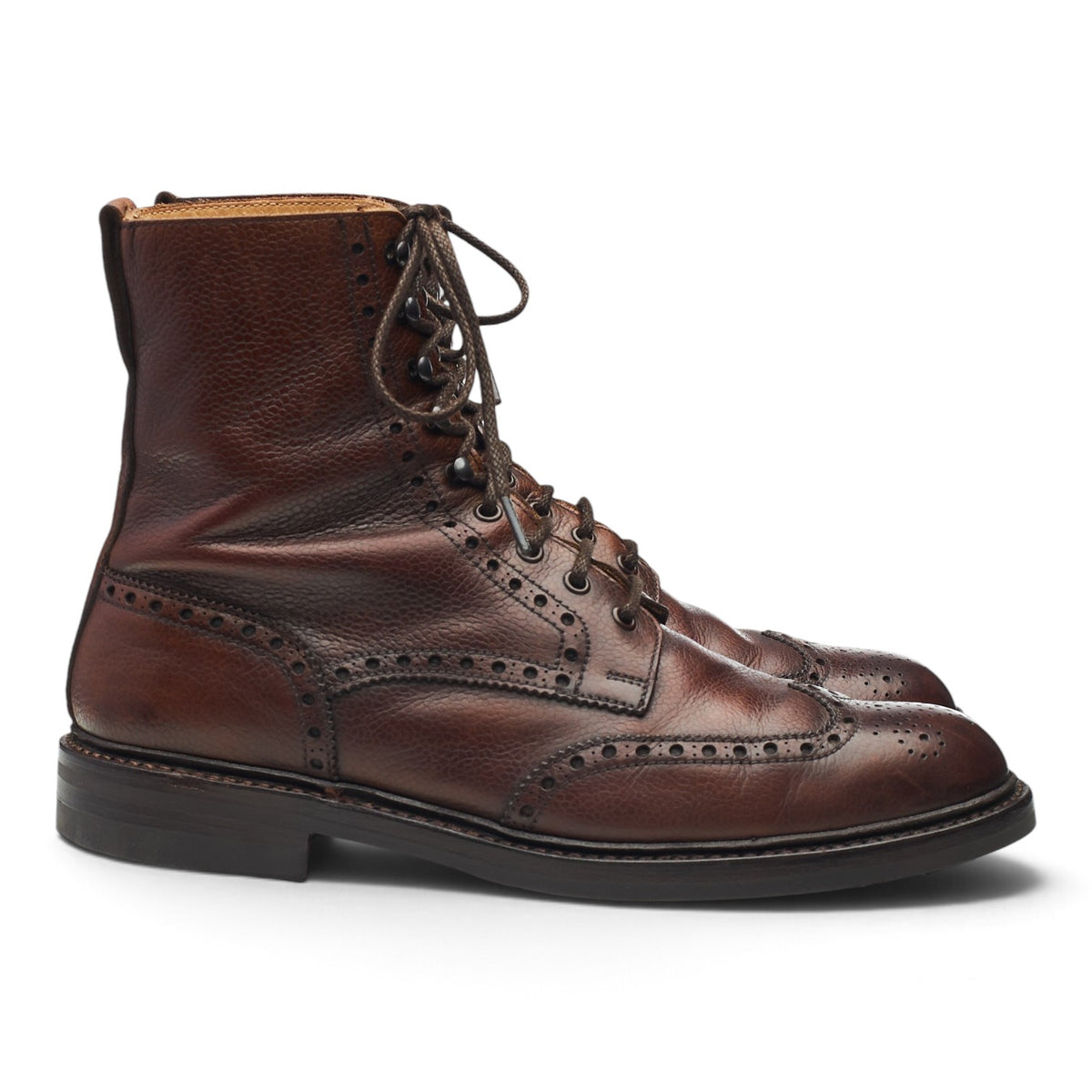 'Islay' Dark Brown Grain Leather Boots UK 8.5 E