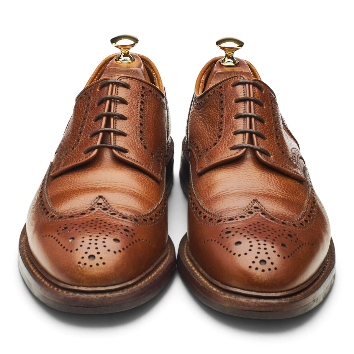 'Pembroke' Tan Brown Grain Leather Derby Brogues UK 9.5 E