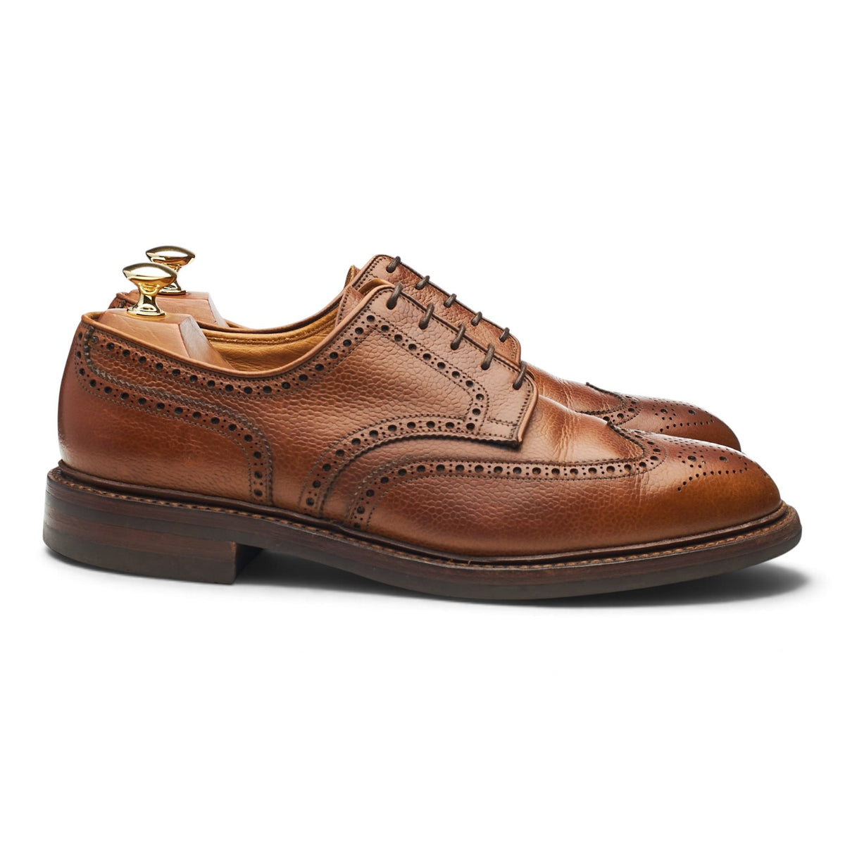 'Pembroke' Tan Brown Grain Leather Derby Brogues UK 9.5 E
