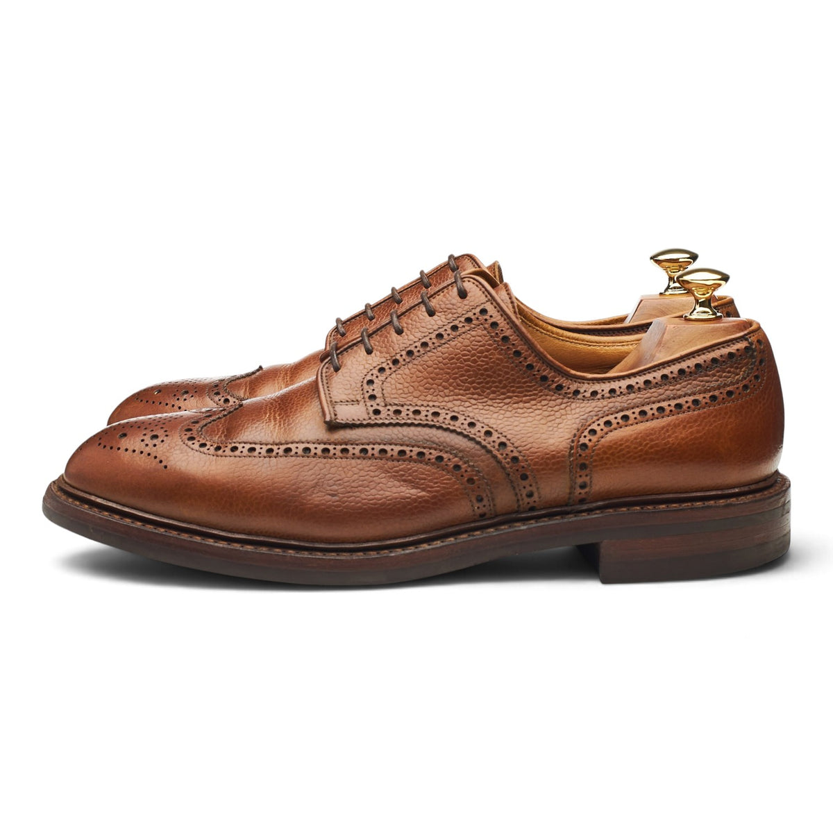 'Pembroke' Tan Brown Grain Leather Derby Brogues UK 9.5 E