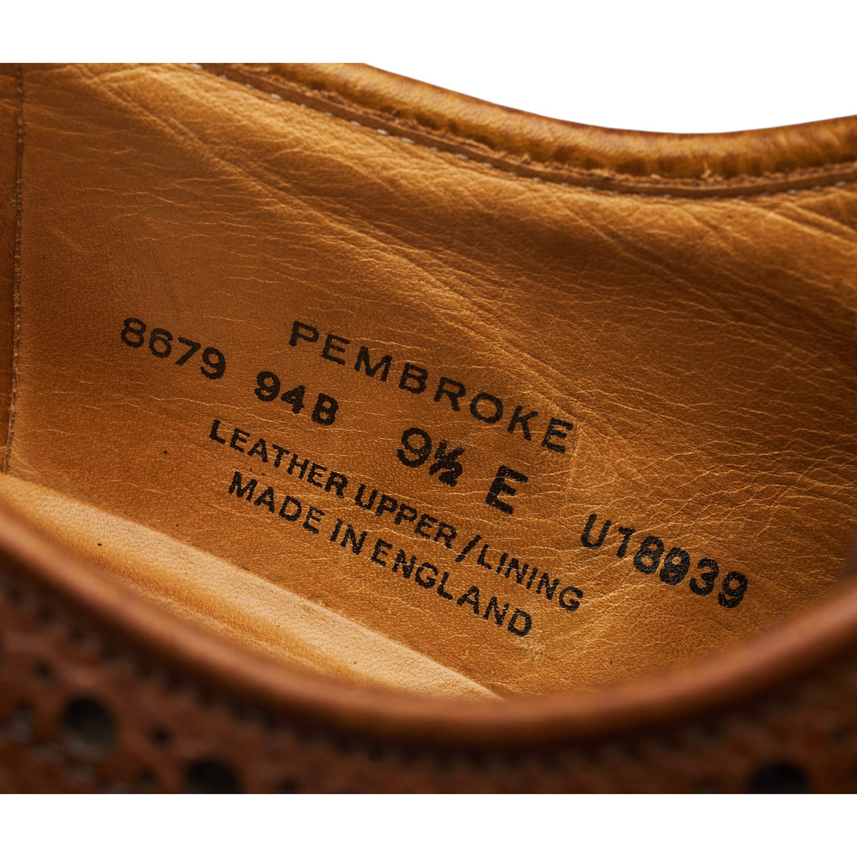 'Pembroke' Tan Brown Grain Leather Derby Brogues UK 9.5 E