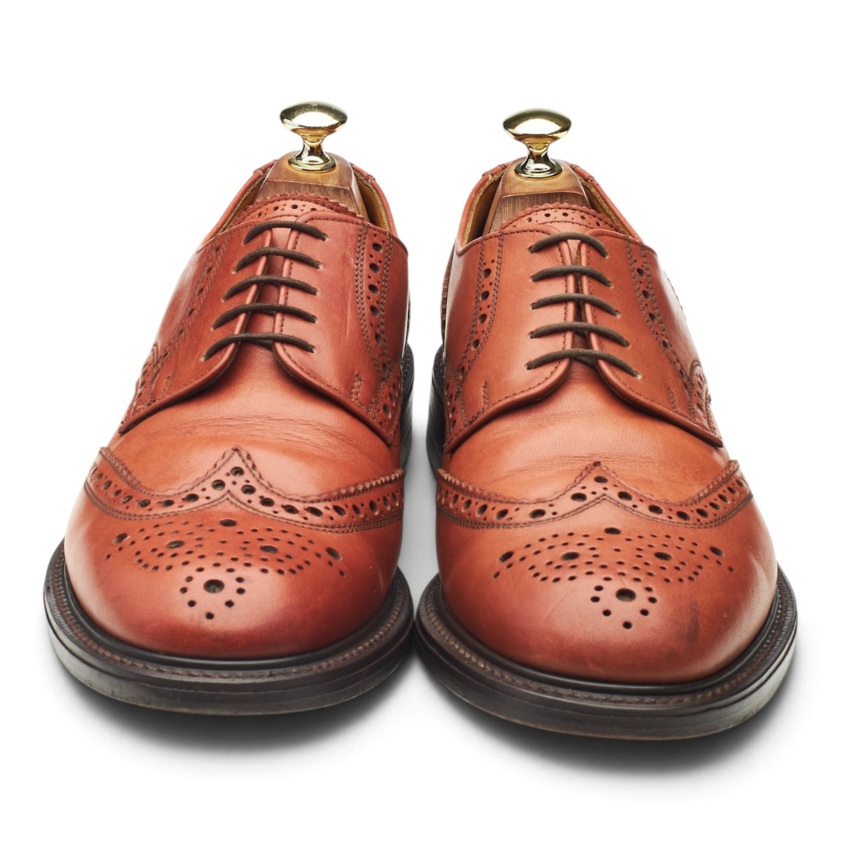 'Paisley' Tan Brown Leather Derby Brogues UK 7.5