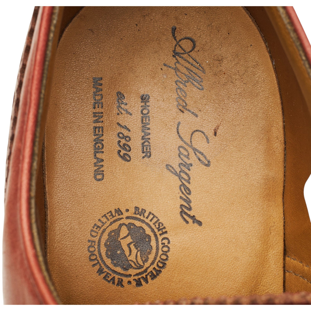 'Paisley' Tan Brown Leather Derby Brogues UK 7.5
