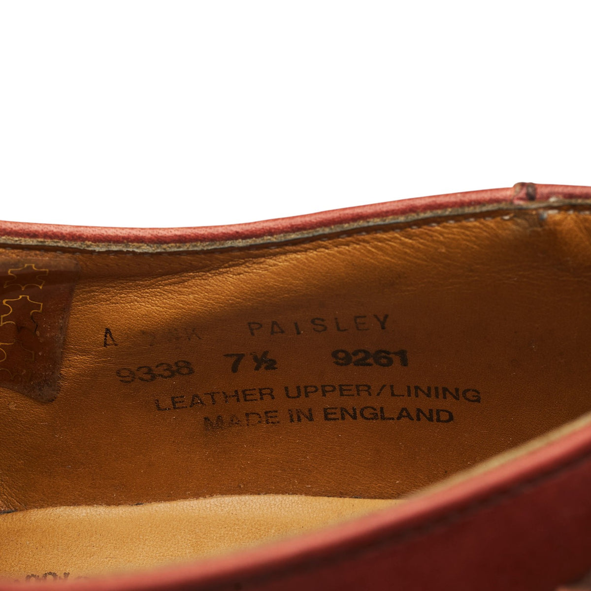 'Paisley' Tan Brown Leather Derby Brogues UK 7.5