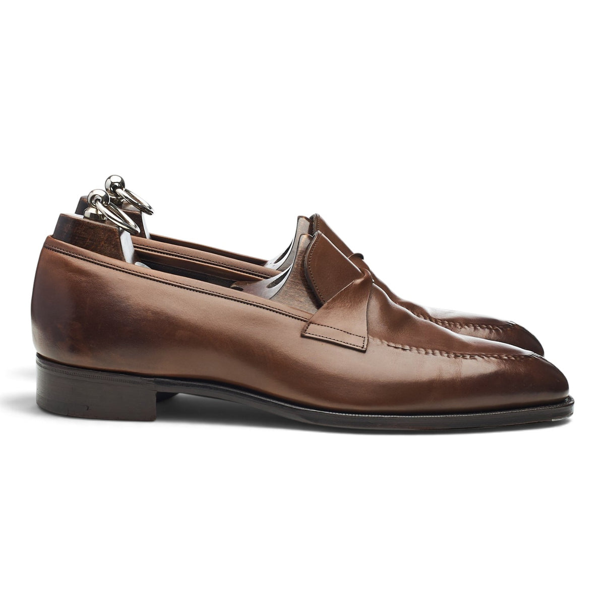 'Antibes' Dark Brown Leather Split Toe Loafers UK 7 E