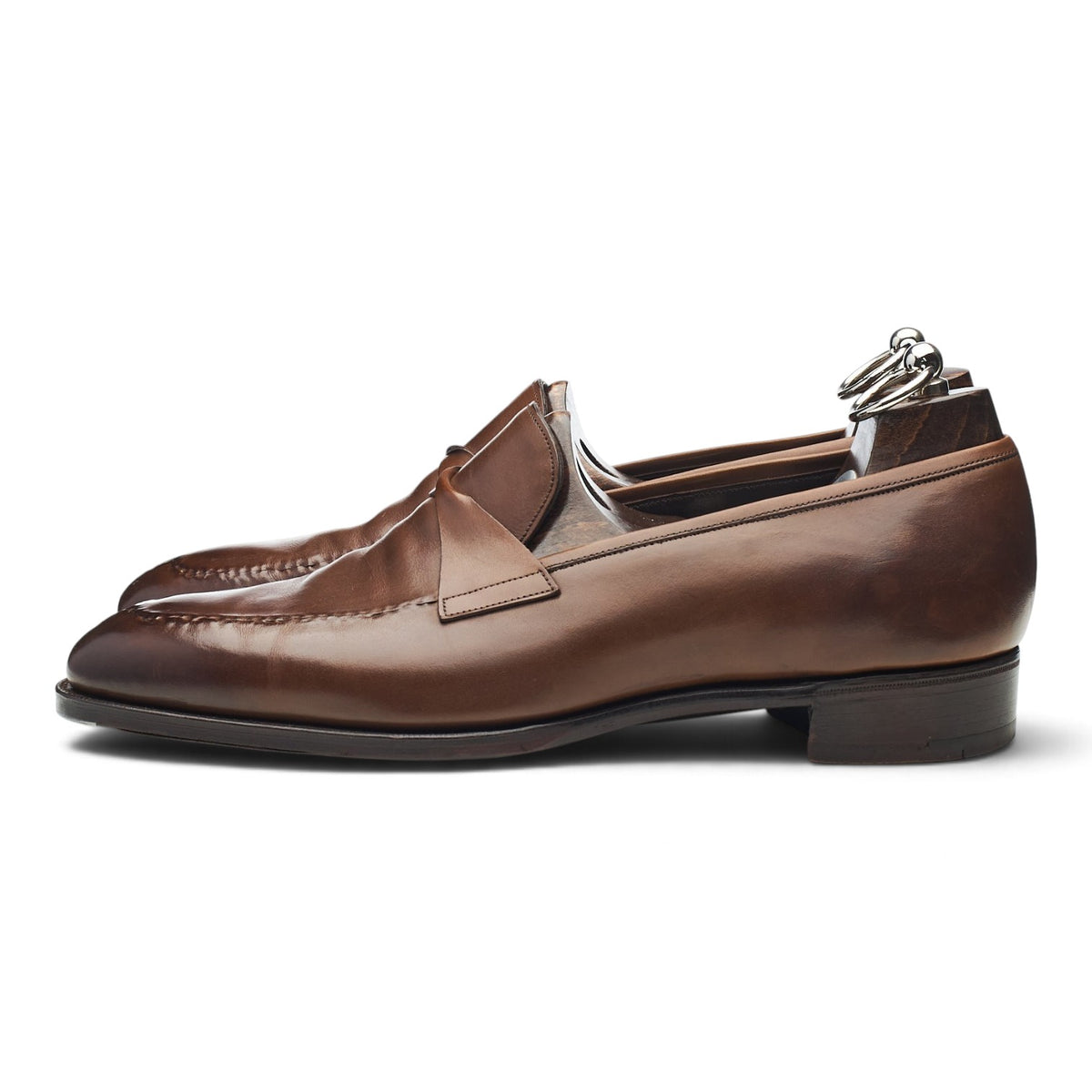 'Antibes' Dark Brown Leather Split Toe Loafers UK 7 E