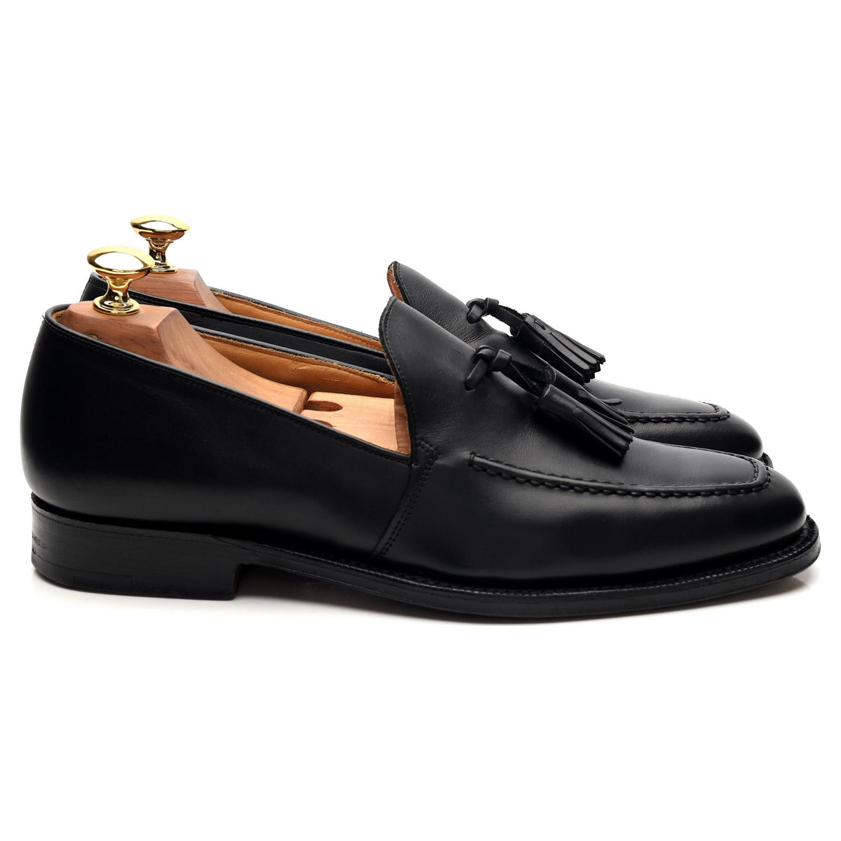 &#39;Harrold&#39; Black Leather Tassel Loafers UK 6 F