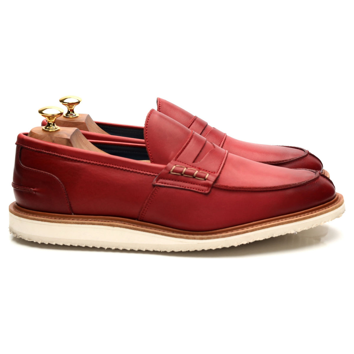 &#39;Jordon&#39; Red Leather Loafers UK 9.5