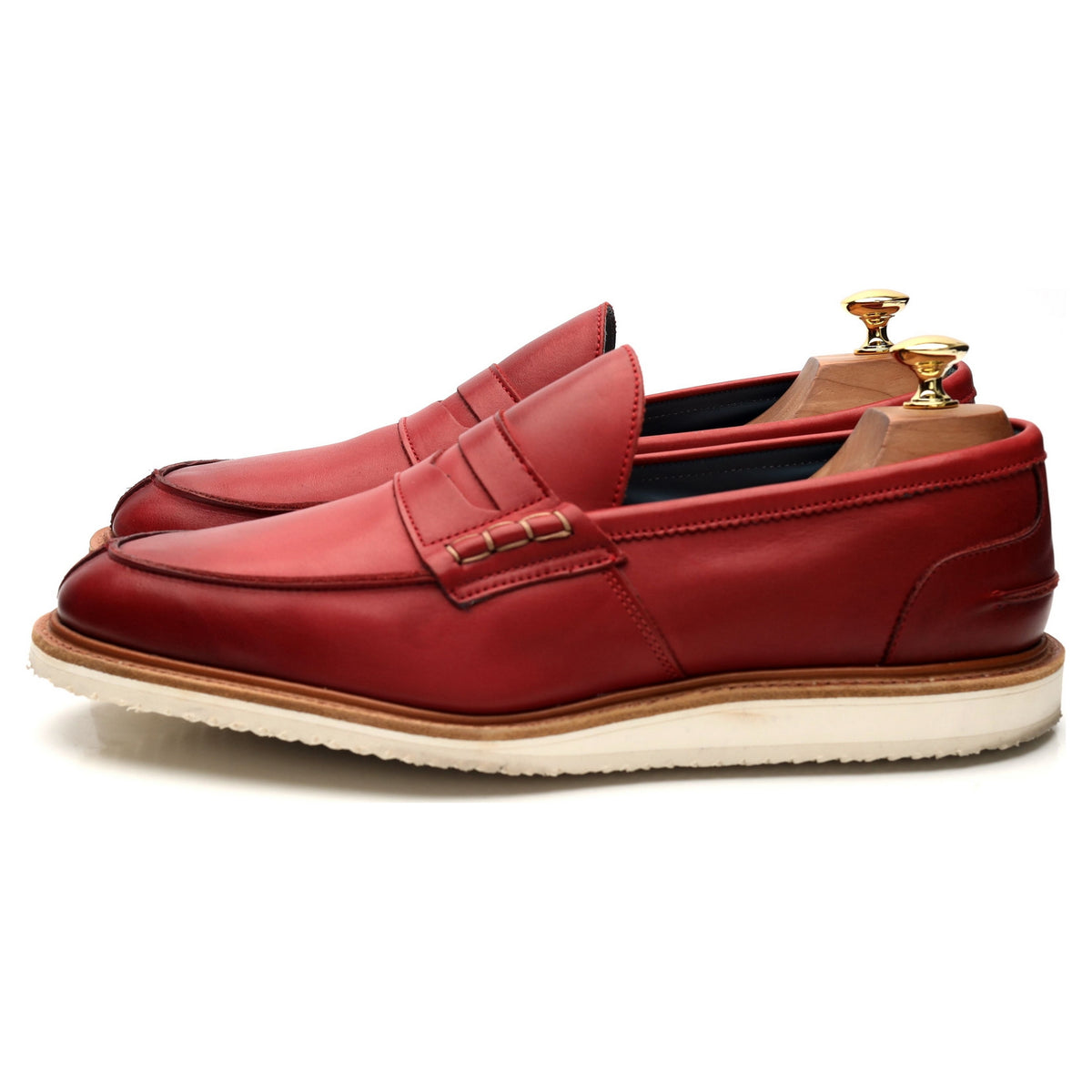 &#39;Jordon&#39; Red Leather Loafers UK 9.5